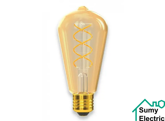 Лампа ST64 filament golden spiral 6w E27 1800K (079-HG)