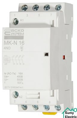 Модульный контактор MK-N 4P 16A 4NO 220V