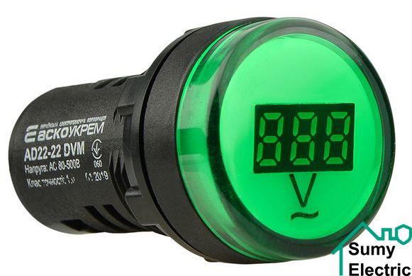 Цифровий вимірювач напруги AD22-22DVM AC 80-500В (зелений)