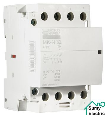 Модульный контактор MK-N 4P 32A 4NO 220V