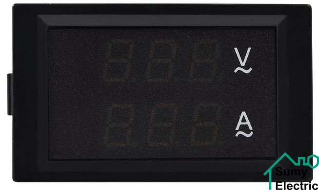 Амперметр+вольтметр цифровий (АС 60А; АС80-300В) 70х40 модель ЦАВ-60 LB