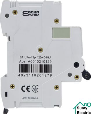 Модульный автоматический выключатель UProfi 3р 125А D 6kА