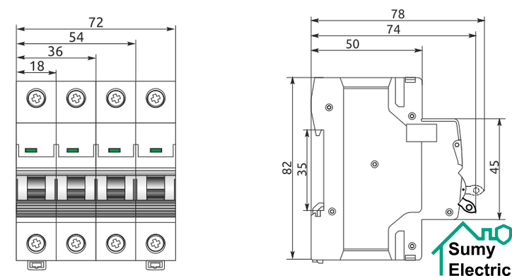 Автоматический выключатель FB2-63 1P C 16A 6kA STANDART