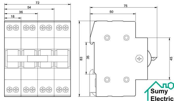 Переключатель нагрузки FSD2 2P 63A 1-0-2