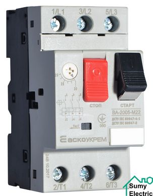 Автоматичний вимикач захисту двигуна УКРЕМ ВА-2005 М22