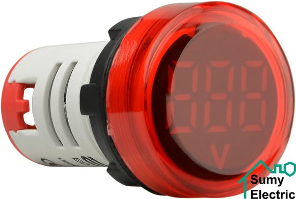 Круглый цифровой измеритель напряжения ED16-22VD 30-500В АС (красный)
