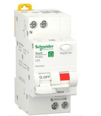 Диференціальний автоматичний вимикач SCHNEIDER Resi9 1Р+N/25А/30мА/ТИП "АС"