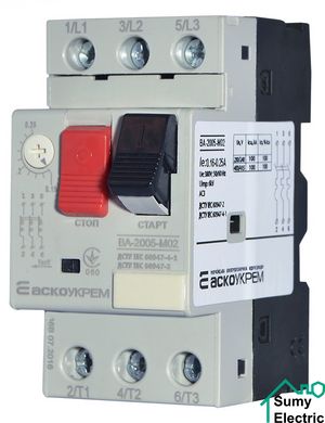 Автоматический выключатель защиты двигателя УКРЕМ ВА-2005 М02