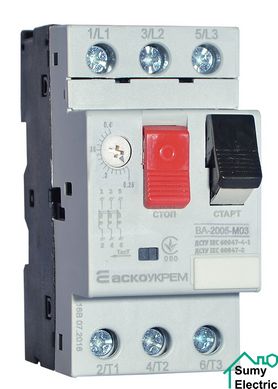 Автоматический выключатель защиты двигателя УКРЕМ ВА-2005 М03