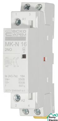 Модульний контактор MK-N 2P 16A 2NO 220V