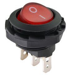 KCD1-7-101NY R/B 220V Переключатель 1 клав, круглый красный с подсветкой