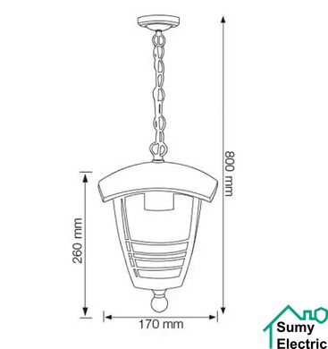 Светильник садово-парковый подвесной Nar-2 черный алюминиевый E27 max.60W h800мм 220-240V IP44