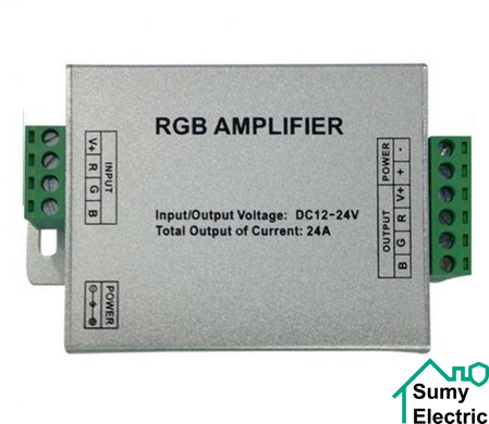 Підсилювач контролера RGB 288W 24A 12-24V IP33 Amplifier-24A