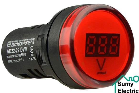 Цифровой измеритель напряжения AD22-22DVM AC 80-500В (красный)