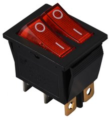 KCD2-2101N R/B 220V Переключатель 2 клав, красный с подсветкой
