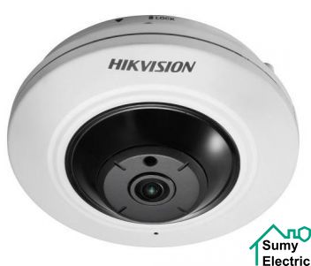 DS-2CD2955FWD-I (1.05 мм) 5мп Fisheye IP відеокамера Hikvision з функціями IVS і детектором осіб, Білий, до 2.5мм