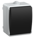 Выключатель 1-й накл. 10A 250V IP54 Atom серый с черным