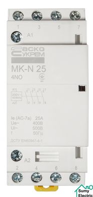 Модульний контактор MK-N 4P 25A 4NO 220V