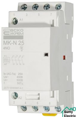 Модульный контактор MK-N 4P 25A 4NO 220V