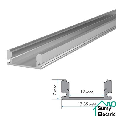 Профіль алюмінієвий накладний для LED стрічки ПФ-18 L=2000 алюмінієвий розсіювач