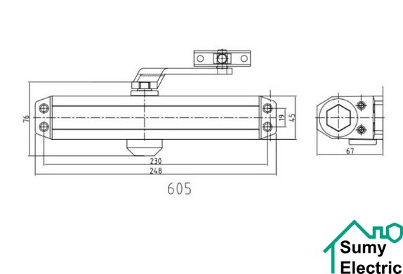 Дверной доводчик Dortec DT-65H Brown с фиксацией дверей