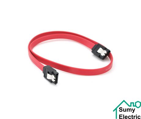 Інтерфейсний кабель SATA3.0, 0.5м, із клямкою, червоний