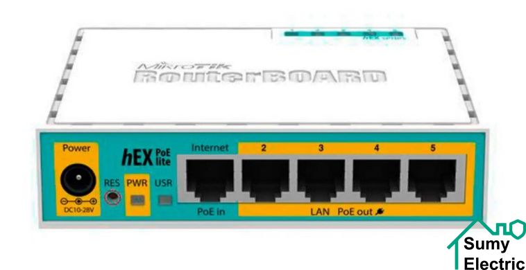 5-портовий маршрутизатор MikroTik hEX PoE lite (RB750UPr2)